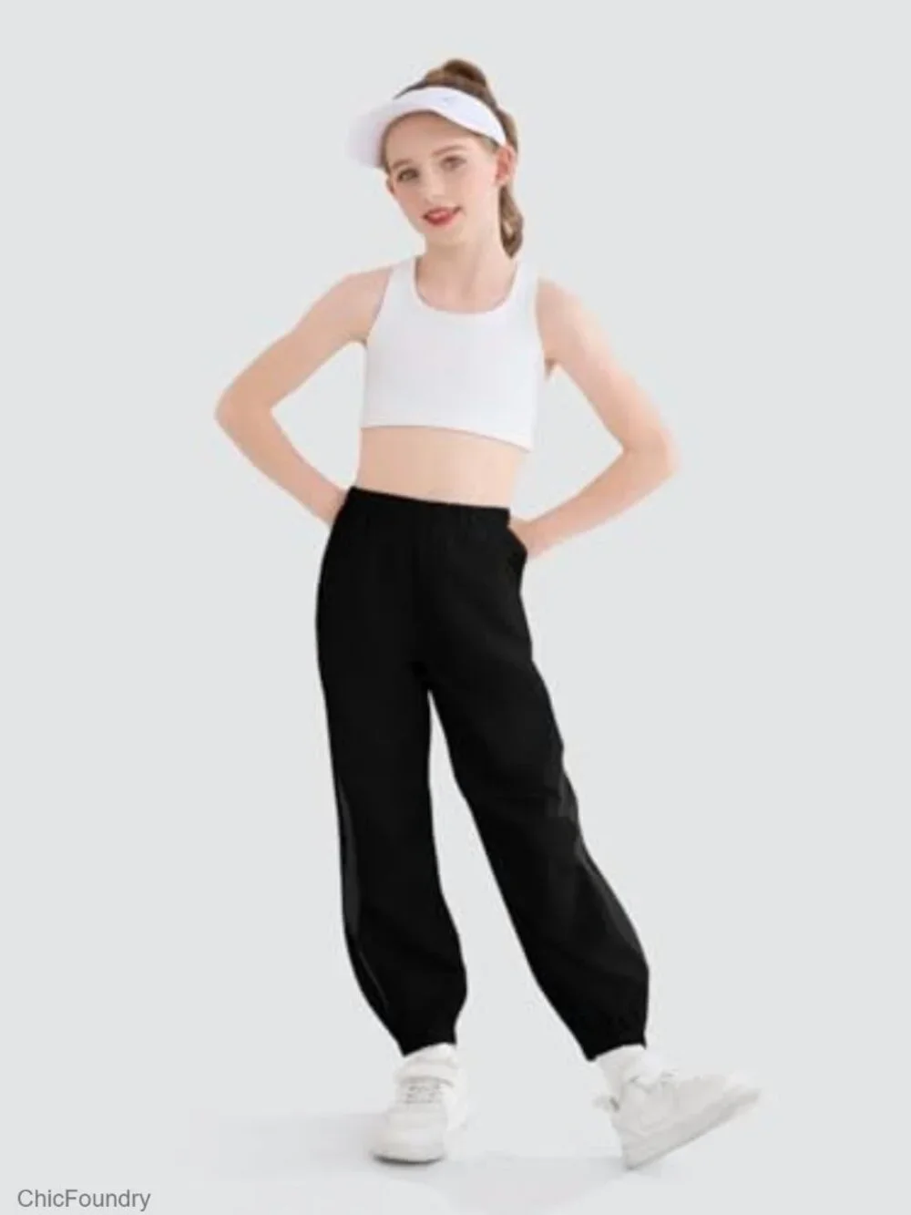 Girls Jogger Pants Kids Elastic Waist Mesh Side Hiking Pants Streetwear with